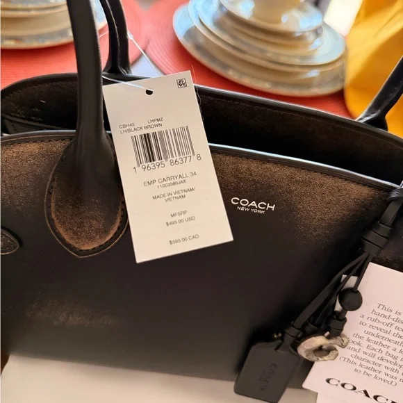 Coach Empire Carryall Brown/Black Leather Shoulder Bag - Picture 4 of 14